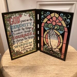 Vintage Faux Stained Glass Serenity Prayer Plaque 🙏🏻